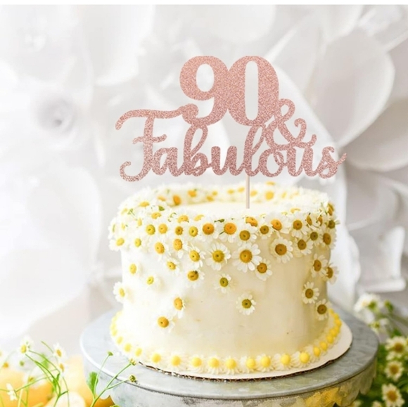 Rose Gold "90 & Fabulous" Cake Topper - Picture 4 of 8